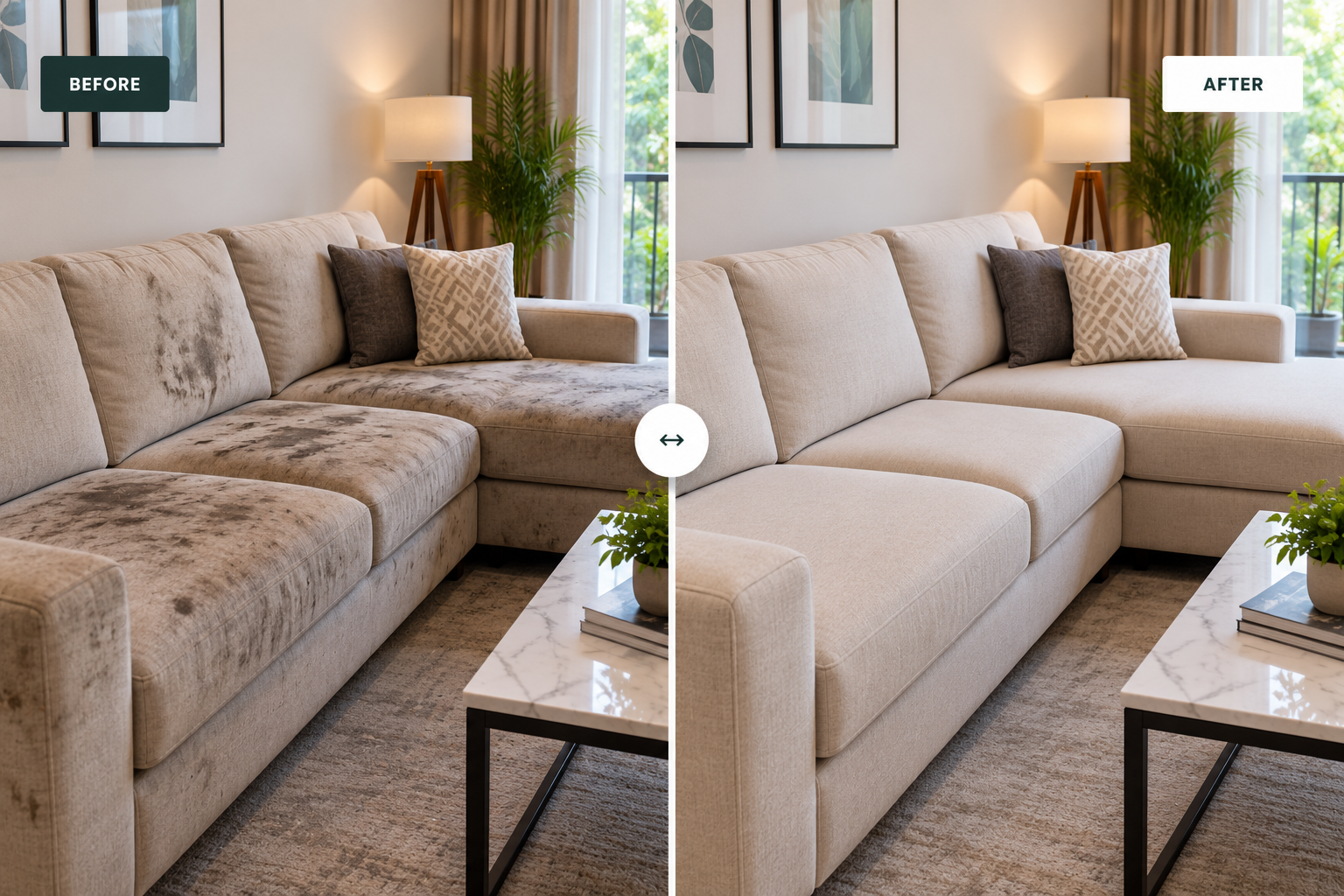 Sofa after professional cleaning